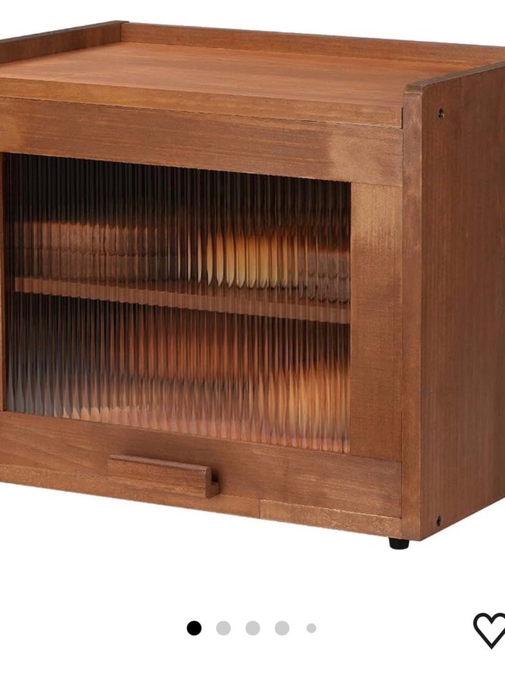 Wooden Countertop Bread Box with Ribbed Glass Front - Brown